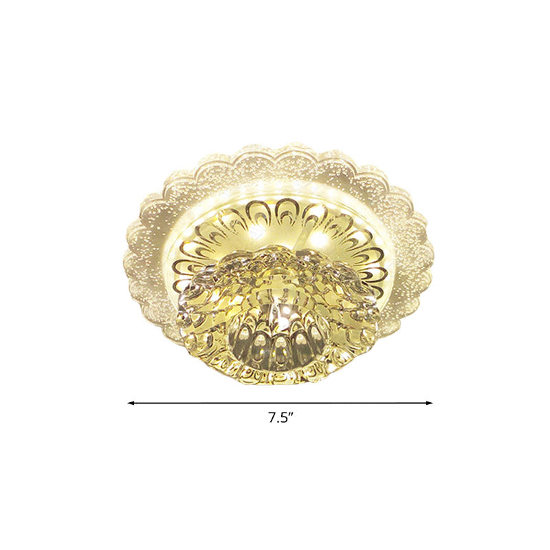 LED Blossom Flush Mount Modernism Clear Crystal Ceiling Light Fixture for Hallway in Warm/White Light