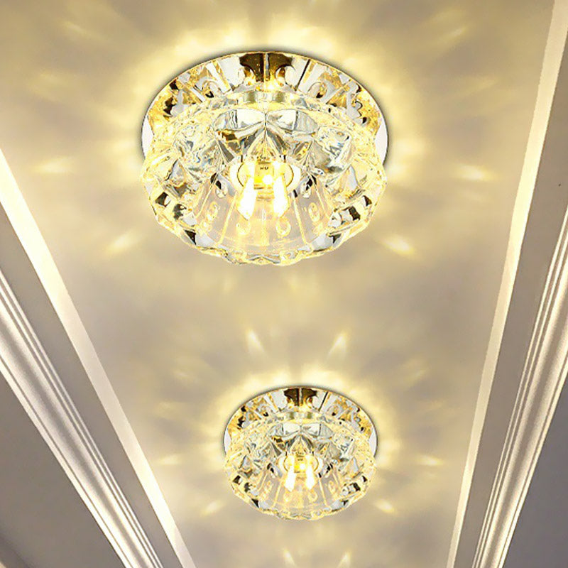 Minimalist Flower Flush Mount Lamp LED Beveled Crystal Ceiling Lighting for Corridor