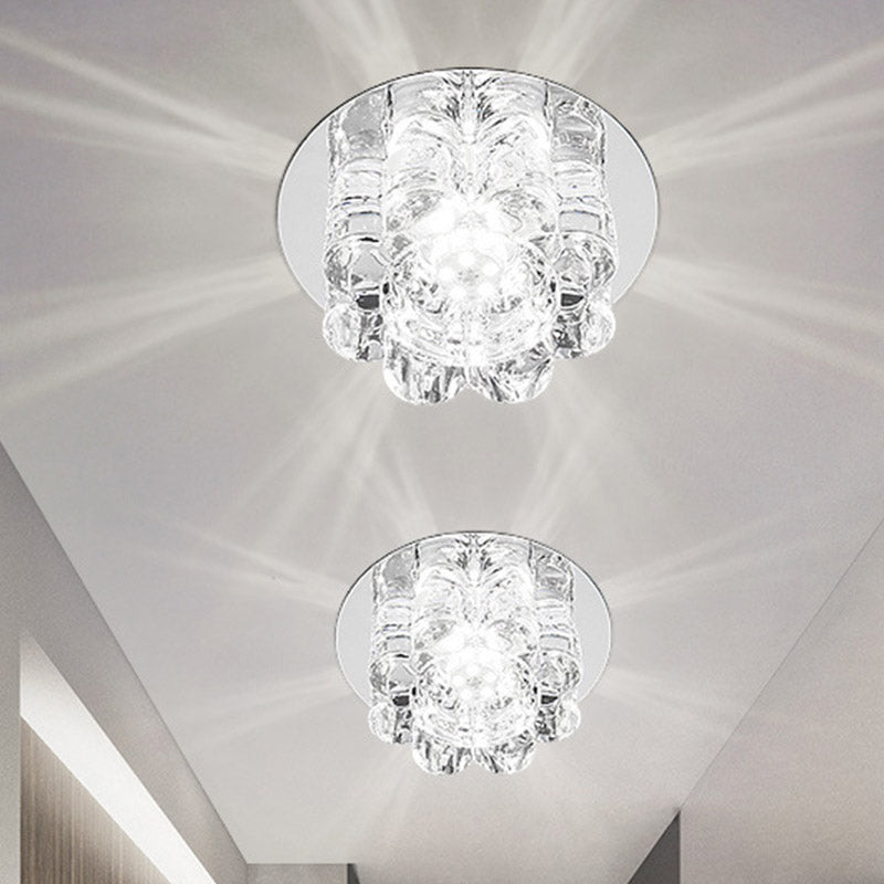 Clear Crystal Petal Flush Mount Lighting Modern LED Living Room Flush Light Fixture in Warm/White/Multi Color Light