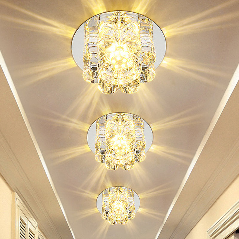Clear Crystal Petal Flush Mount Lighting Modern LED Living Room Flush Light Fixture in Warm/White/Multi Color Light