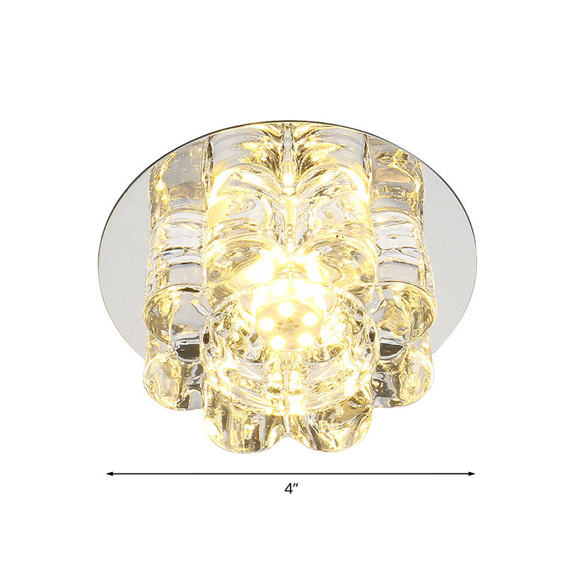 Clear Crystal Petal Flush Mount Lighting Modern LED Living Room Flush Light Fixture in Warm/White/Multi Color Light