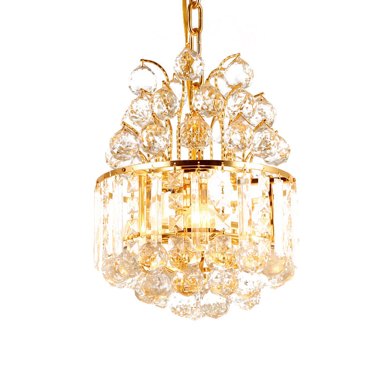 Runde Wohnzimmer hängende Kronleuchter einfache Kristallkugel 3 Köpfe Gold Finish Anhänger Leuchte