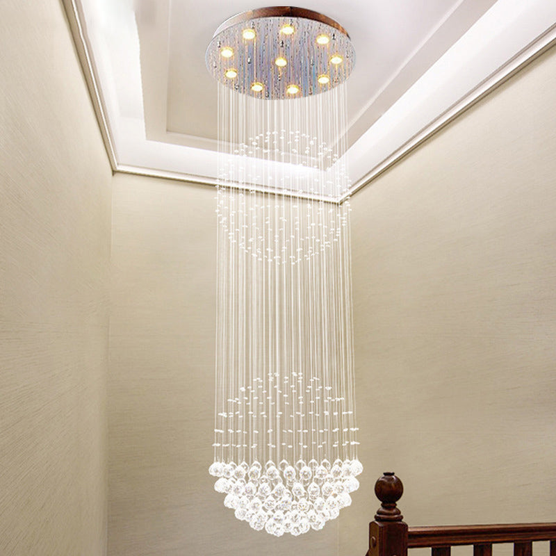 Silver 10 Lights Flush Mount Contemporary Faceted Crystal Spherical Ceiling Light Fixture