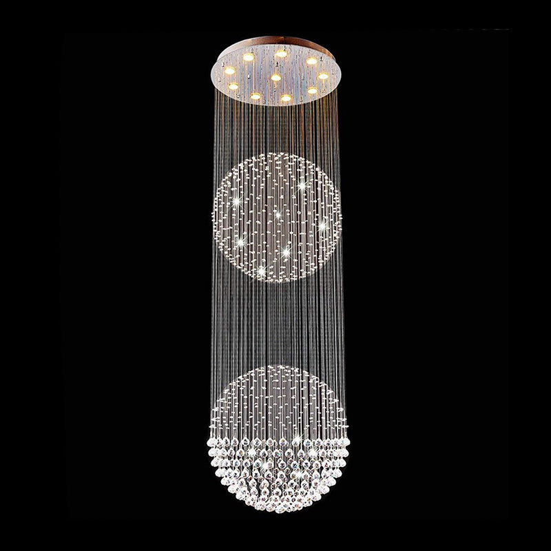 Silver 10 Lights Flush Mount Contemporary Faceted Crystal Spherical Ceiling Light Fixture