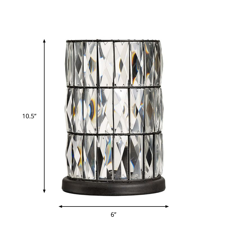 Black Cylinder Night lampe Crystal Clear 1 Light Light Light Light