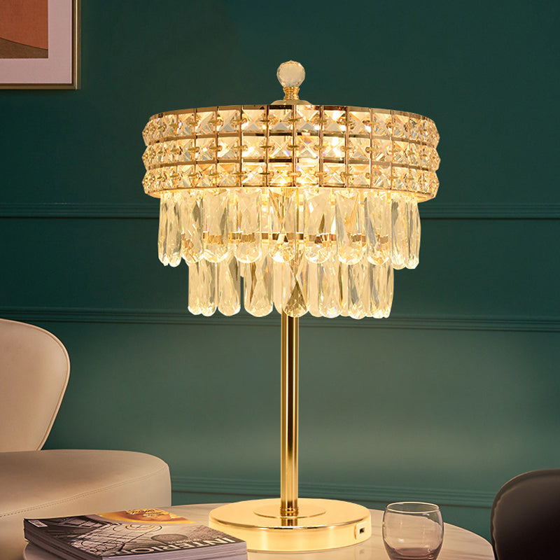 Lampada da comodino a led oro campagna limpida sedute di cristallo illuminazione notturna per camera da letto