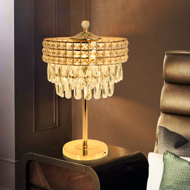 Lampada da comodino a led oro campagna limpida sedute di cristallo illuminazione notturna per camera da letto