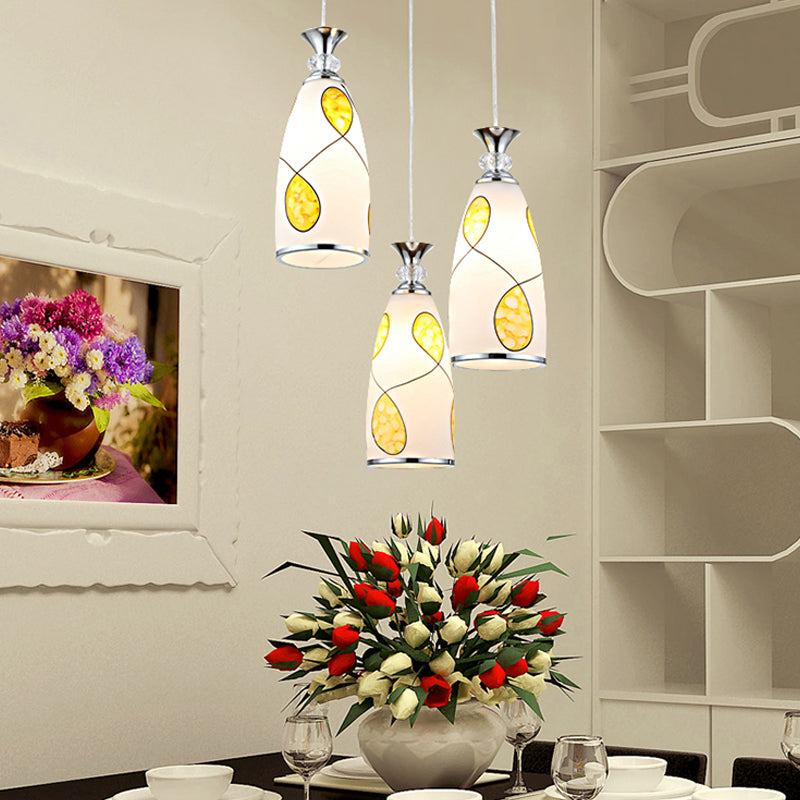 Modernista oblungo multiplo a sospensione a 3 luci a 3 luci lampada a sospensione in goccia in vetro in nero/cromo con baldacchino rotondo/lineare