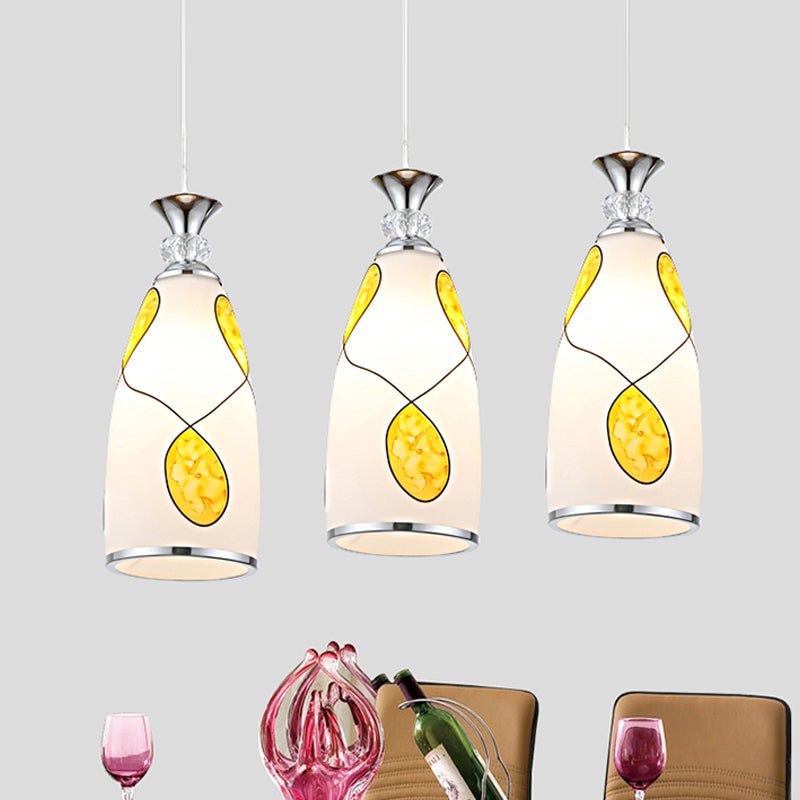 Modernista oblungo multiplo a sospensione a 3 luci a 3 luci lampada a sospensione in goccia in vetro in nero/cromo con baldacchino rotondo/lineare