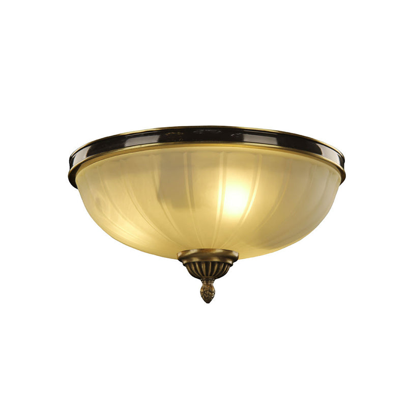 2 Lights Prismatic Glass Flushmount Traditionalism Black and Gold Dome Foyer Ceiling Light