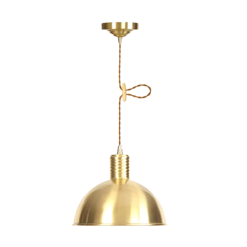 Dome Metal Drop Pendant Farmhouse 1 Light Living Room Hanging Ceiling Light in Gold