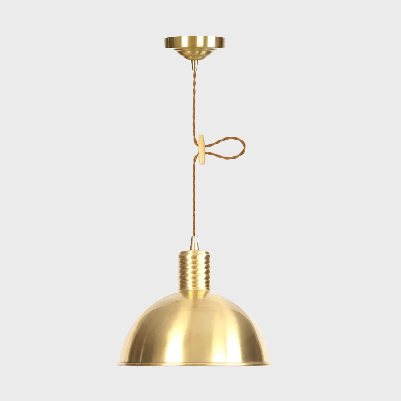 Dome Metal Drop Pendant Farmhouse 1 Light Living Room Hanging Ceiling Light in Gold