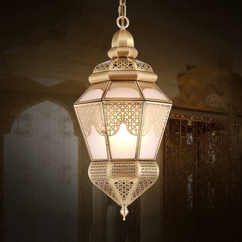 Brass 2 Lights Hanging Ceiling Light Arab Style Metal Lantern Chandelier Lighting for Coffee Shop