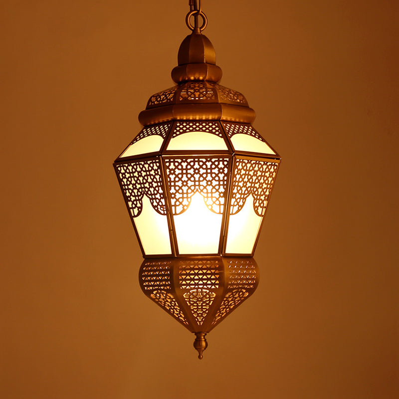 Brass 2 Lights Hanging Ceiling Light Arab Style Metal Lantern Chandelier Lighting for Coffee Shop