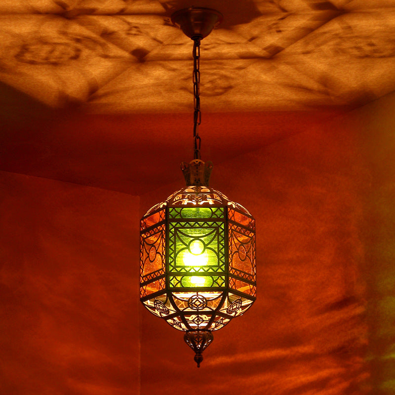 2-Bulb Ceiling Pendant Decorative Lantern Metallic Chandelier Light Fixture in Brass