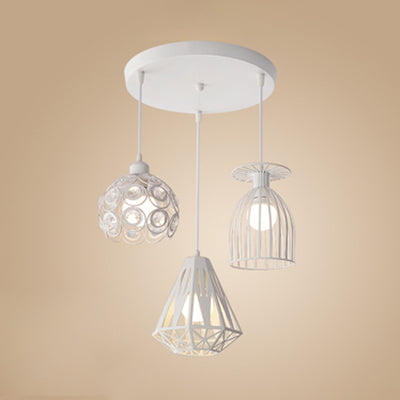 3 Lichter hängernde Leuchtdachbodenstil Käfig -Metalldecke mit unterschiedlichem Farbton in Schwarz/Weiß für das Restaurant