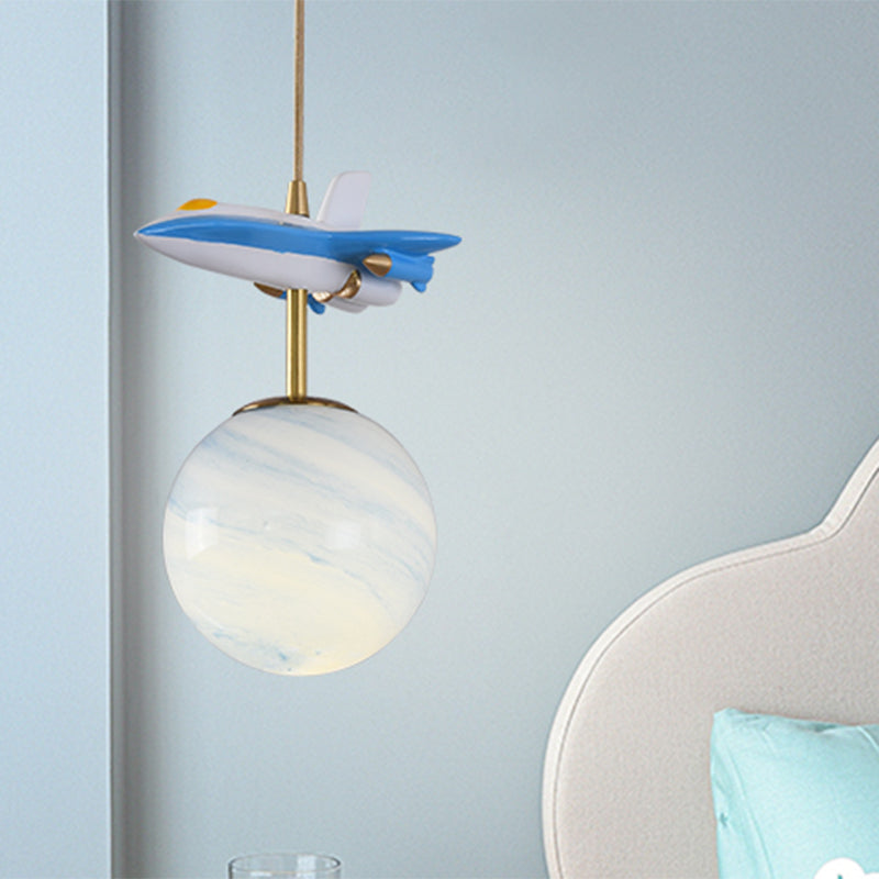 Flugzeugendecke Anhänger helles Kinder Metall 1 hellweißes/blaues Aufhängung Licht für Schlafzimmer