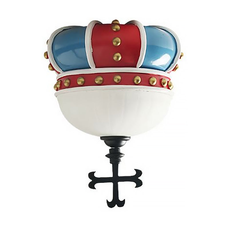 Kids Crown Resin Flushmount Lighting 2 Light Ceiling Light Fixture for Bedroom in Red and Blue
