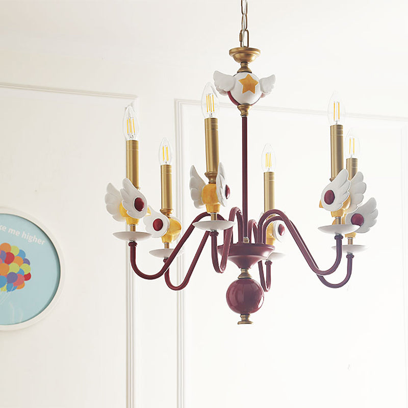 Gold Candelabra Kronleuchter hell Kinder 6 Leuchten Metallhänge Deckenleuchte für Schlafzimmer