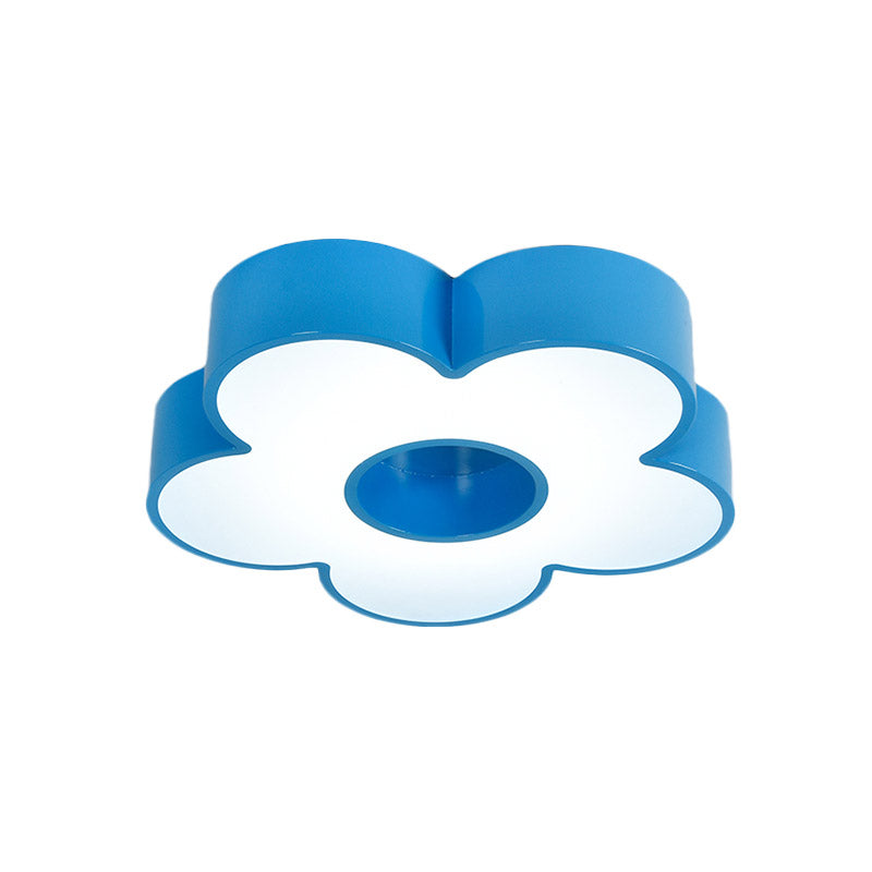 Acrylic Flower Flush Light Creative Red/Yellow/Blue Led Close to Ceiling Light for Kindergarten