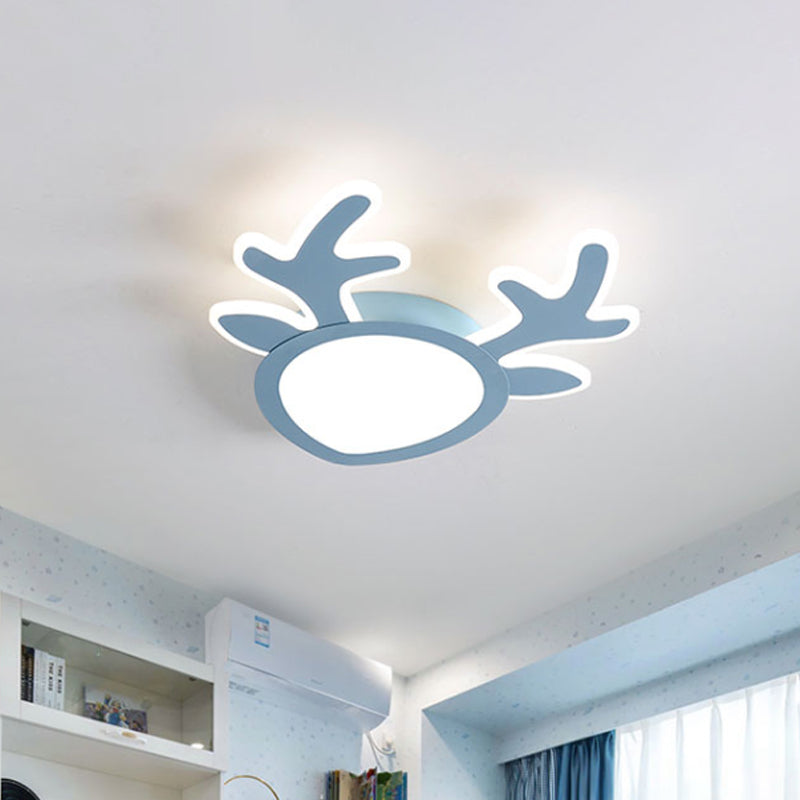 Antler hierro luces incorporadas Dormitorio Infantil Macaroon rosa / azul LED lámpara de techo