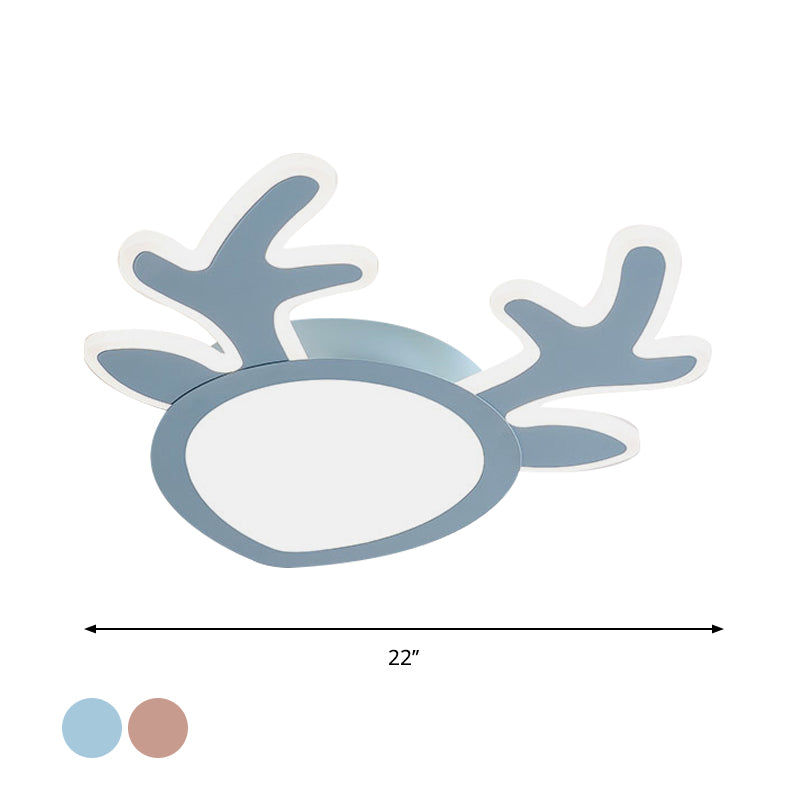 Antler hierro luces incorporadas Dormitorio Infantil Macaroon rosa / azul LED lámpara de techo