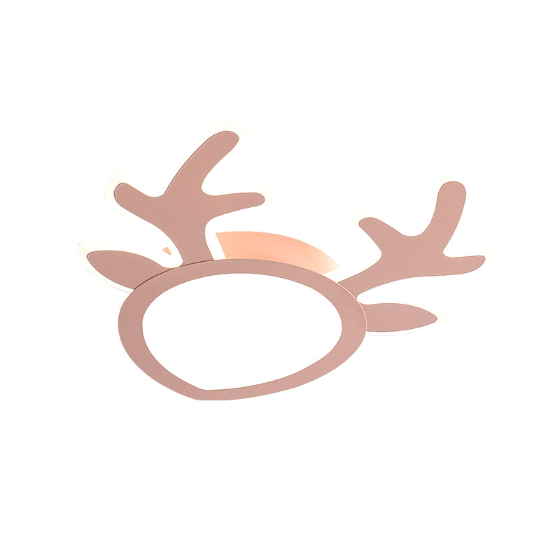 Antler hierro luces incorporadas Dormitorio Infantil Macaroon rosa / azul LED lámpara de techo