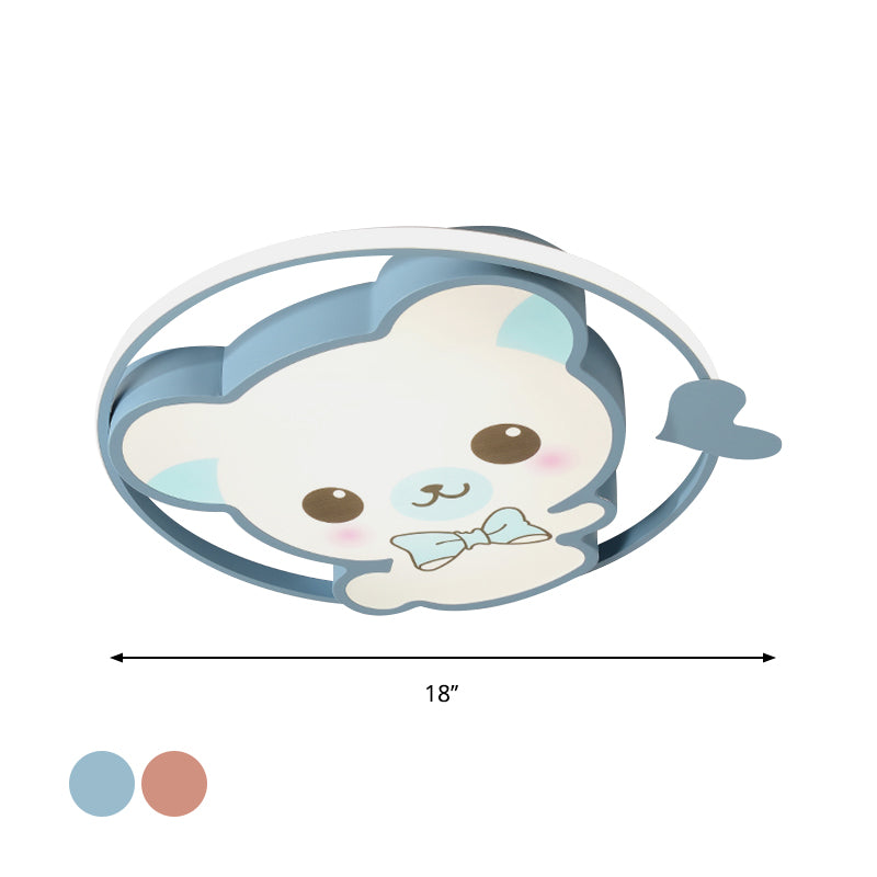 Ours/lapin encastré lumière dessin animé acrylique enfants chambre LED éclairage de plafond en rose/bleu