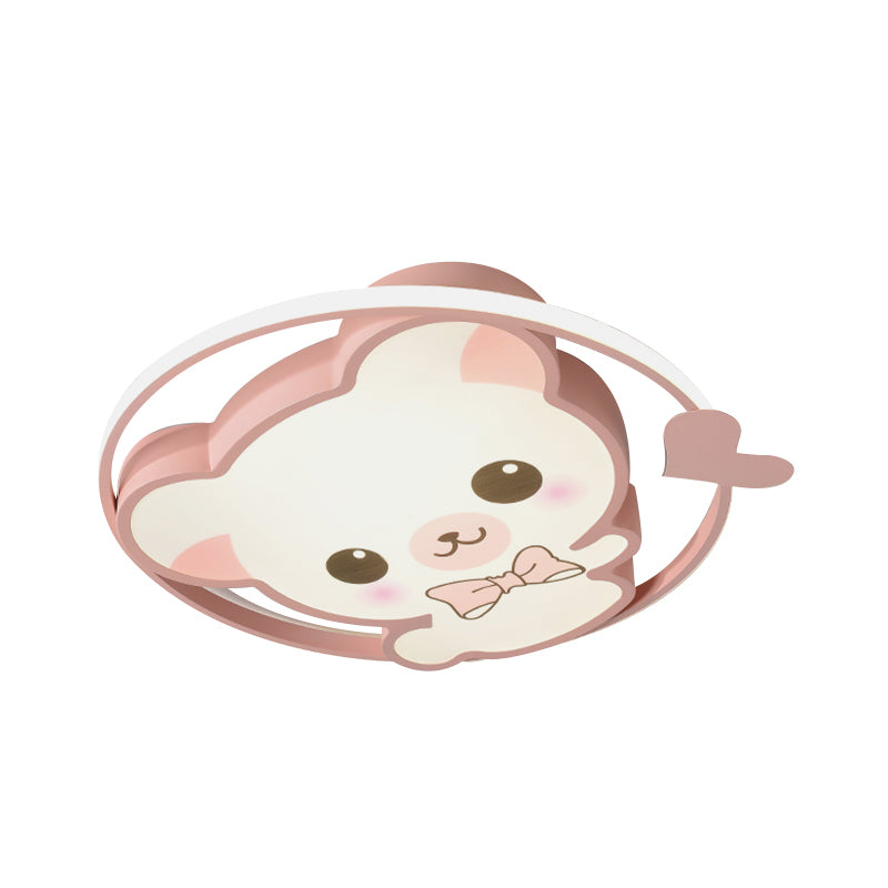 Ours/lapin encastré lumière dessin animé acrylique enfants chambre LED éclairage de plafond en rose/bleu