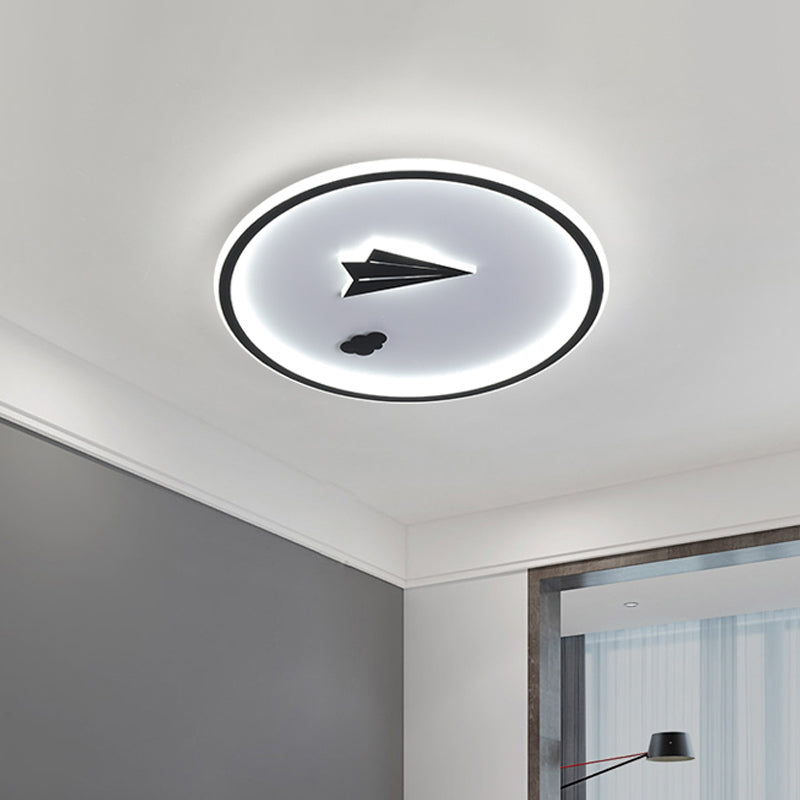 Metal Paper Plane and Cloud Flushmount Nordic LED Black Ceiling Flush Mount in Warm/White Light
