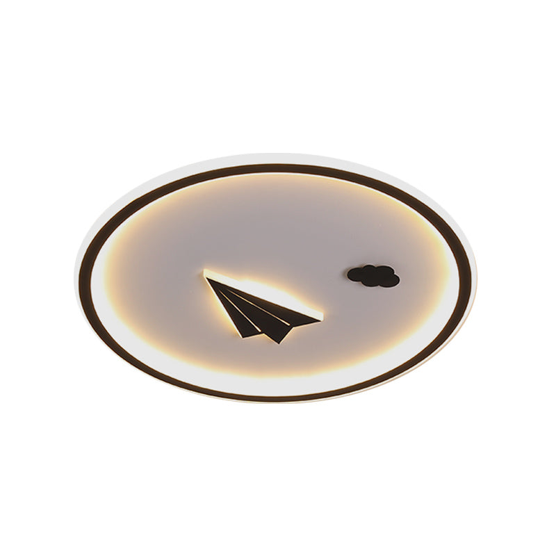 Metal Paper Plane and Cloud Flushmount Nordic LED Black Ceiling Flush Mount in Warm/White Light