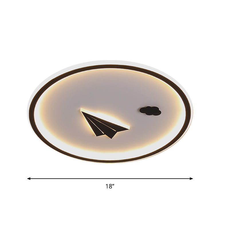Metal Paper Plane and Cloud Flushmount Nordic LED Black Ceiling Flush Mount in Warm/White Light