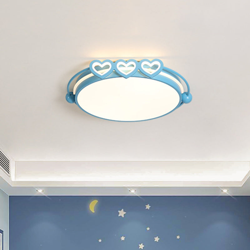 Modernisme LED Éclairage Éclairage Rose / Bleu Halo Flush Mount Light with Acrylic Shade and Loving Heart Decor