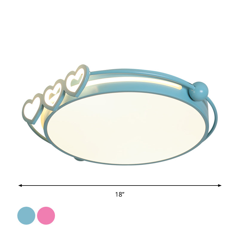 Modernisme LED Éclairage Éclairage Rose / Bleu Halo Flush Mount Light with Acrylic Shade and Loving Heart Decor