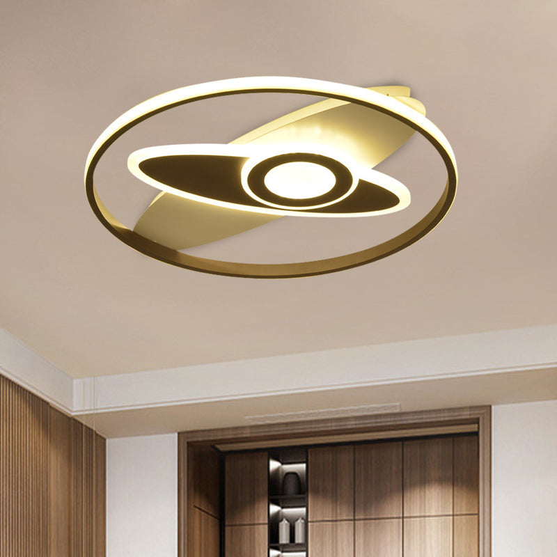 Kids Star/Planet Acrylic Ceiling Lamp LED Flush Mount Lighting Fixture in Gold with Circle for Bedroom