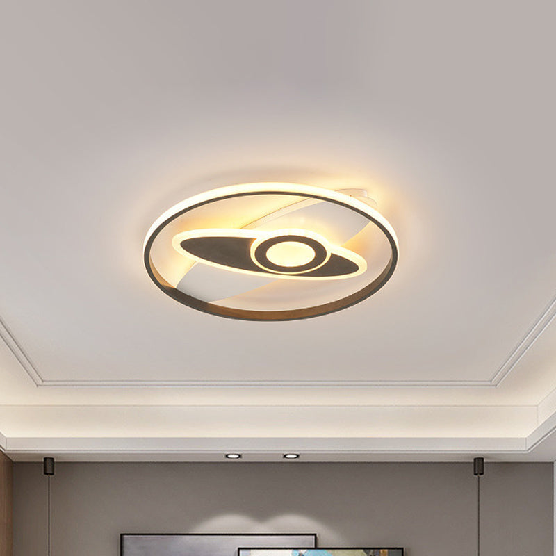 Kids Star/Planet Acrylic Ceiling Lamp LED Flush Mount Lighting Fixture in Gold with Circle for Bedroom