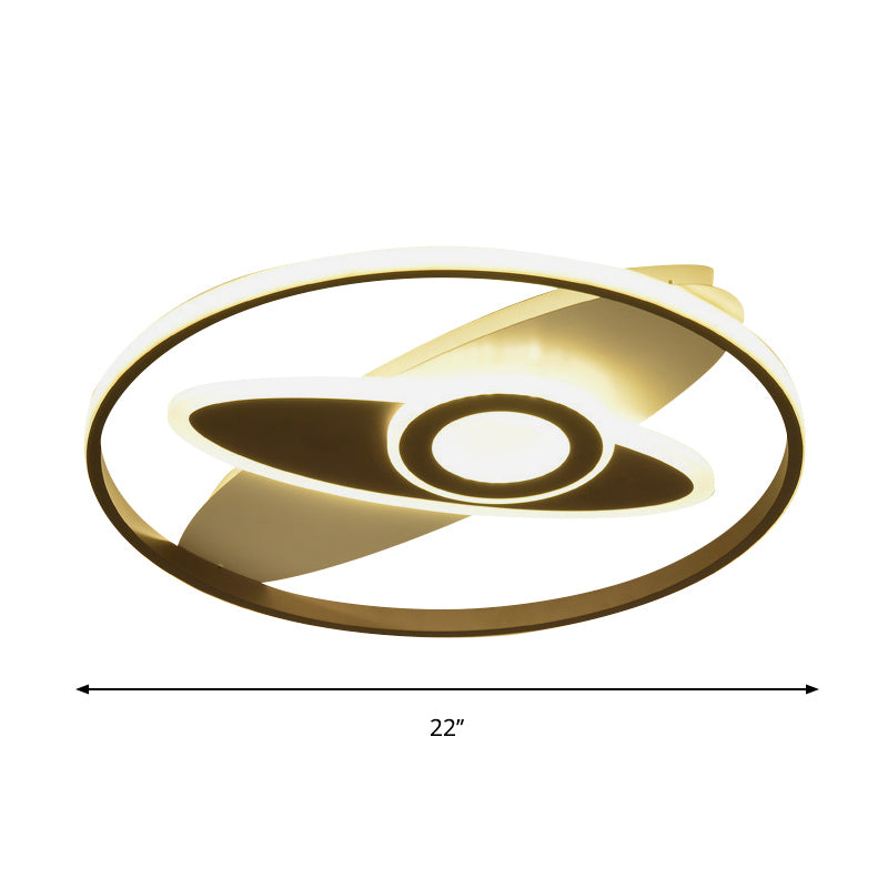 Kids Star/Planet Acrylic Ceiling Lamp LED Flush Mount Lighting Fixture in Gold with Circle for Bedroom