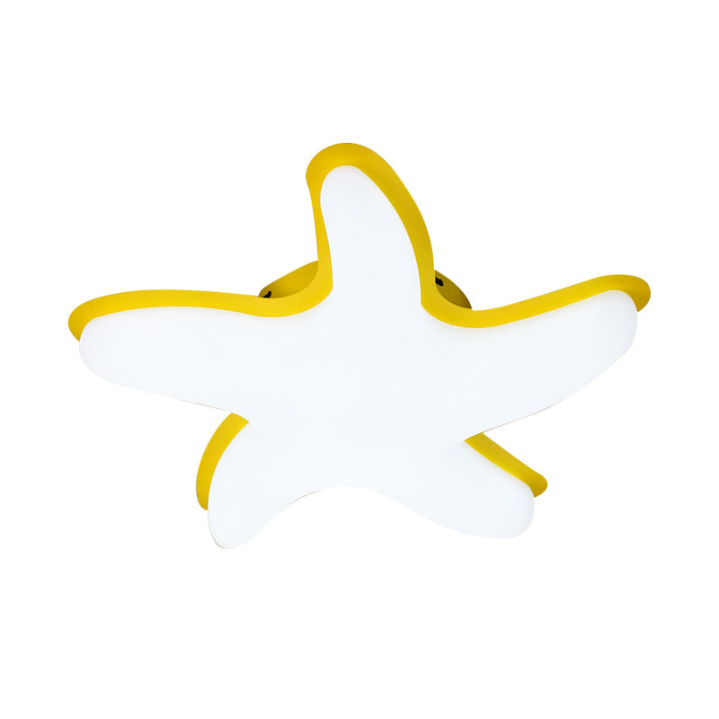 Starfish Semi Flush Ceiling Light Kids Plastic LED Nursery Flushmount Lighting in Grey/Pink/Yellow Finish