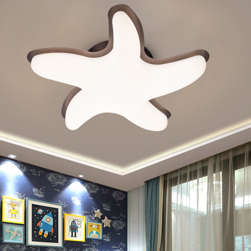 Starfish Semi Flush Ceiling Light Kids Plastic LED Nursery Flushmount Lighting in Grey/Pink/Yellow Finish