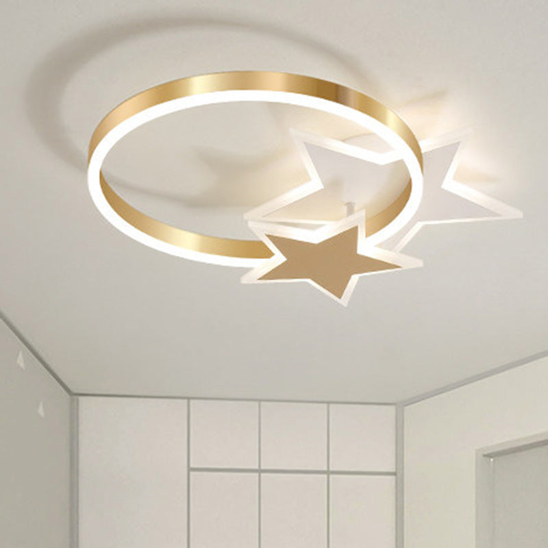 Kreisförmige Acryl Flush Mount Beleuchtung Nordic LED Gold Deckenleuchte mit liebevollem Herz/Stern Design