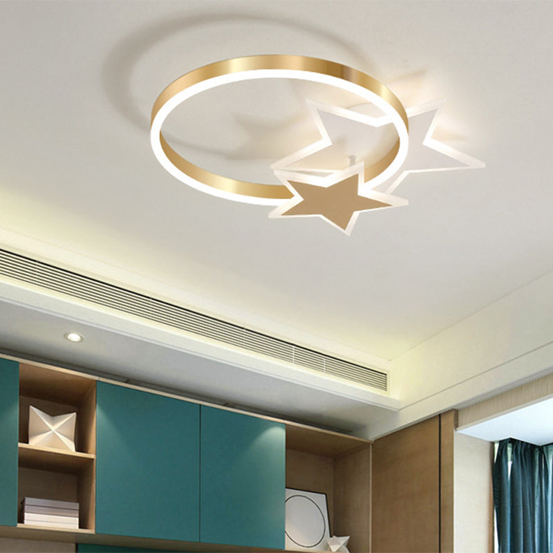 Kreisförmige Acryl Flush Mount Beleuchtung Nordic LED Gold Deckenleuchte mit liebevollem Herz/Stern Design