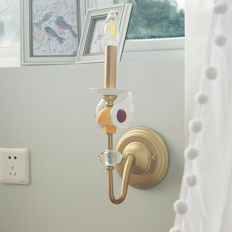 Candelabra metal de pared de pared de montaje para niños con una sola bombilla de oro lámpara de oro para dormitorio