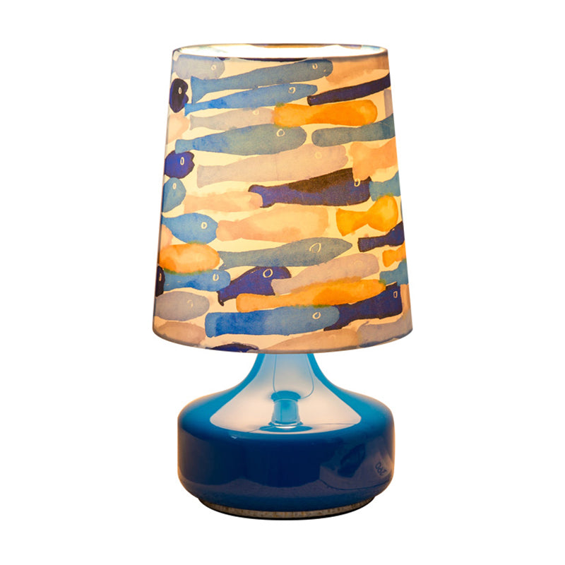 Vat tafellamp kinderen stof 1 lamp donkerblauw leesboek licht met visschoolpatroon voor bed