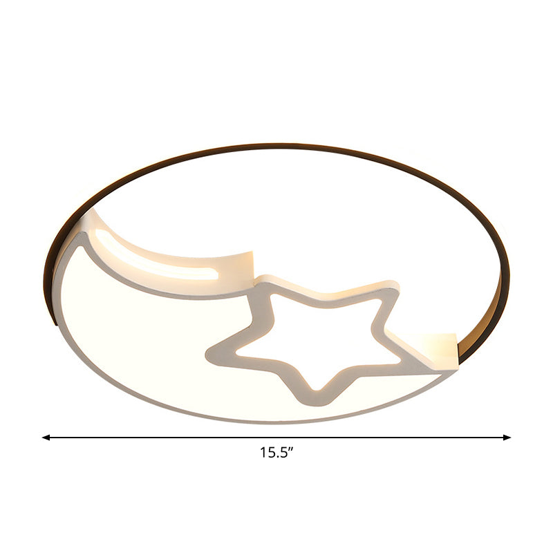 Nordische LED Flushmount Lamp Weiß-Schwarzer Mond und Star Flush Montiert Licht mit Acryl Schatten in Warm/Weißes Licht