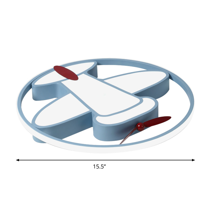 Lampada da incasso a LED per camera da letto per bambini, finitura blu cartone animato, apparecchio da incasso con paralume acrilico aeronautico