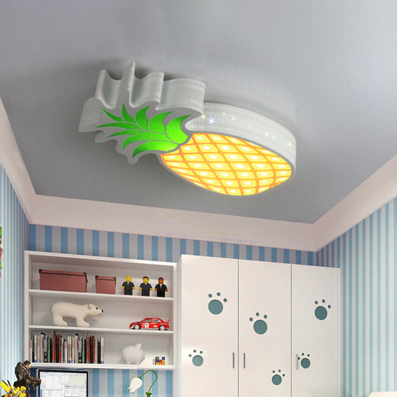 White Pineapple/Guitar Ceiling Lighting Modern Led Acryl Flush Mount Lamp for Kids Bedroom