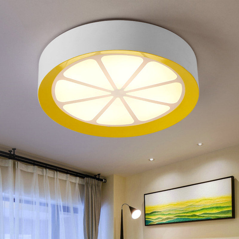 Lemon Ceiling Mount Kids Acryl Led White Flushmount Light in Warm/White Light