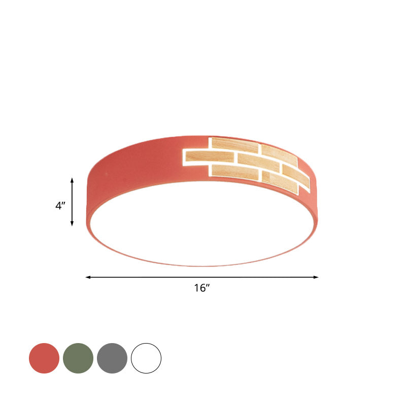 Drum Living Room Flush Mount Lamp Acrylic Led Minimalist Close to Ceiling Light in Gray/White/Pink