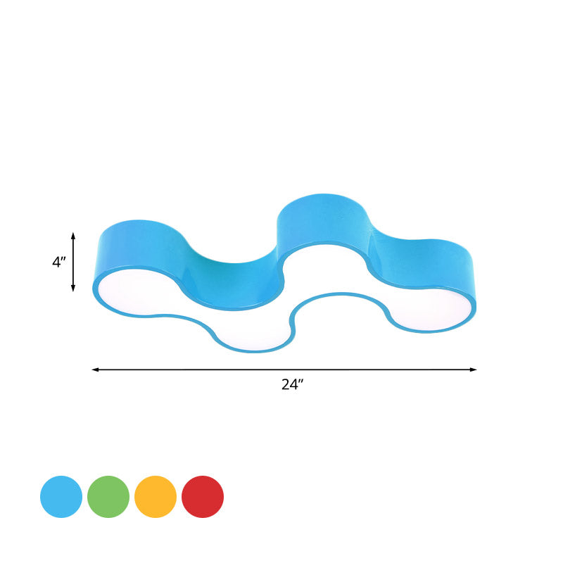 Acrylic Geometric Ceiling Light Cartoon Led Flushmount Light in Green/Yellow/Blue for Kids Bedroom