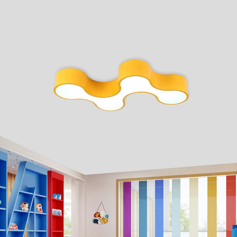 Acryl Geometrische Decke Light Cartoon Led Flushmount Light in Grün/Gelb/Blau für Kinder Schlafzimmer